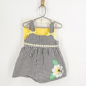 Bonnie Jean Black and Yellow Gingham Dress Set